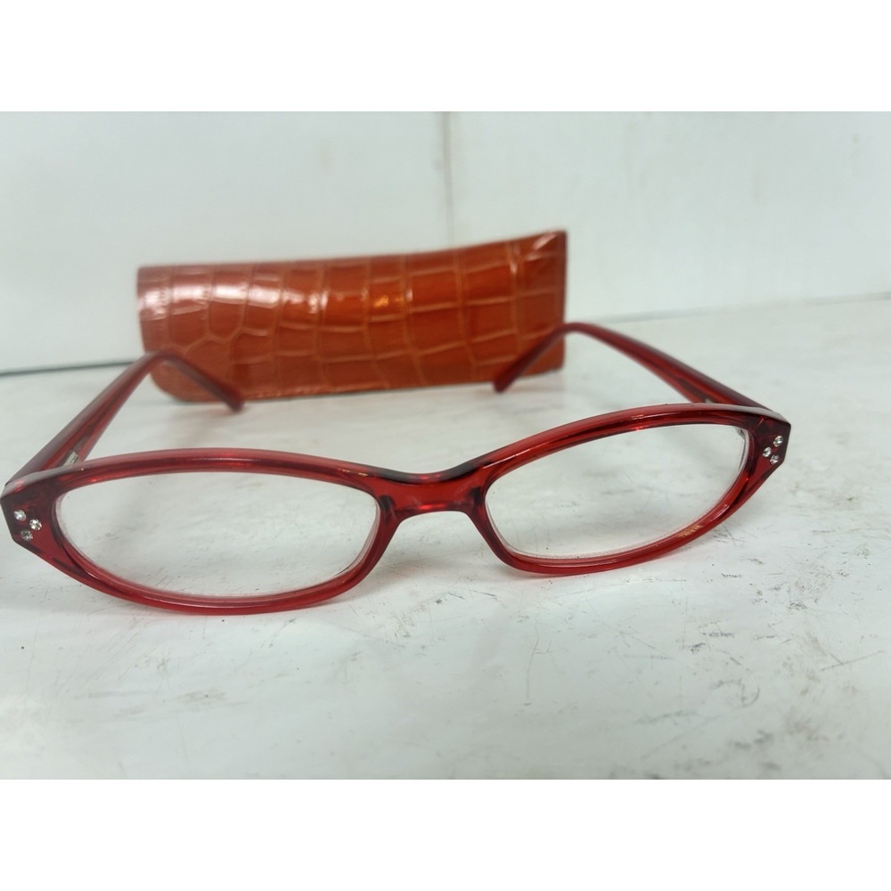 Unbranded Red Patterned Plastic Eyeglass Frames Rectangular Frames Only